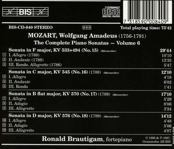 Mozart: Complete Piano Sonatas Vol.6 - Ronald Brautigam | TYQmusic