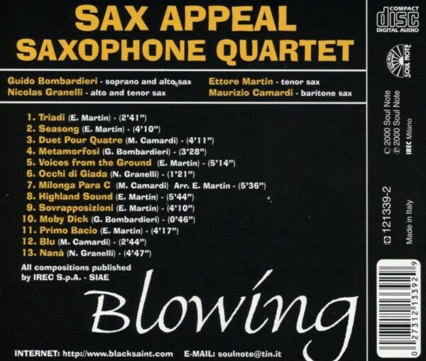 Sax Appeal Saxophone Quartet - Blowing